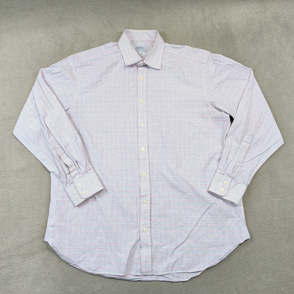 Charles Tyrwhitt 17/35 Mens Classic Fit Dress Shirt Tattersall Check Red Blue